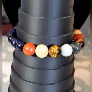 Solar System/Chakra Beaded Stretch Bracelet - Colorful Gem Mix